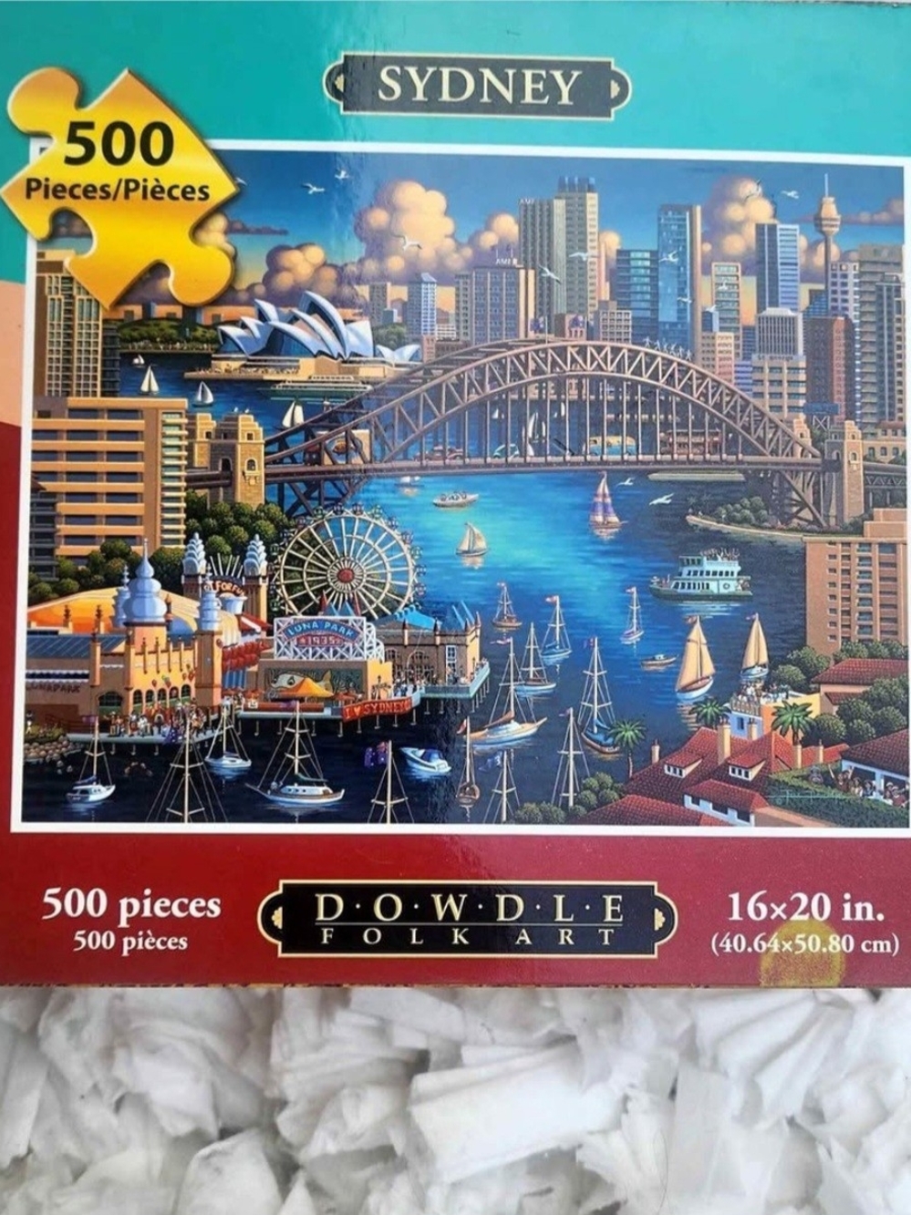 Dowdle Folk Art "Sydney" 500-Piece Puzzle - Colorful Harbor Scene